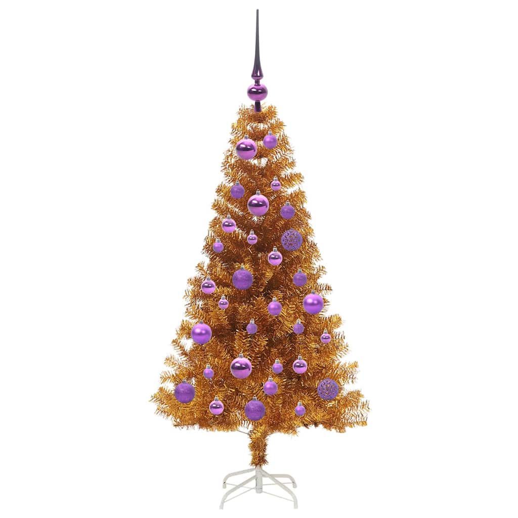 Albero di Natale con 150 LED con supporto Oro 120 cm PET