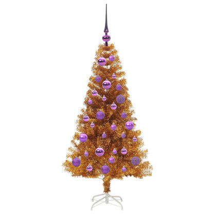 Albero di Natale con 150 LED con supporto Oro 120 cm PET