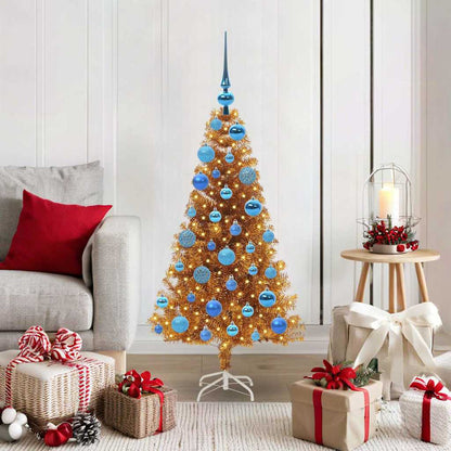 Albero di Natale con 150 LED con supporto Oro 120 cm PET