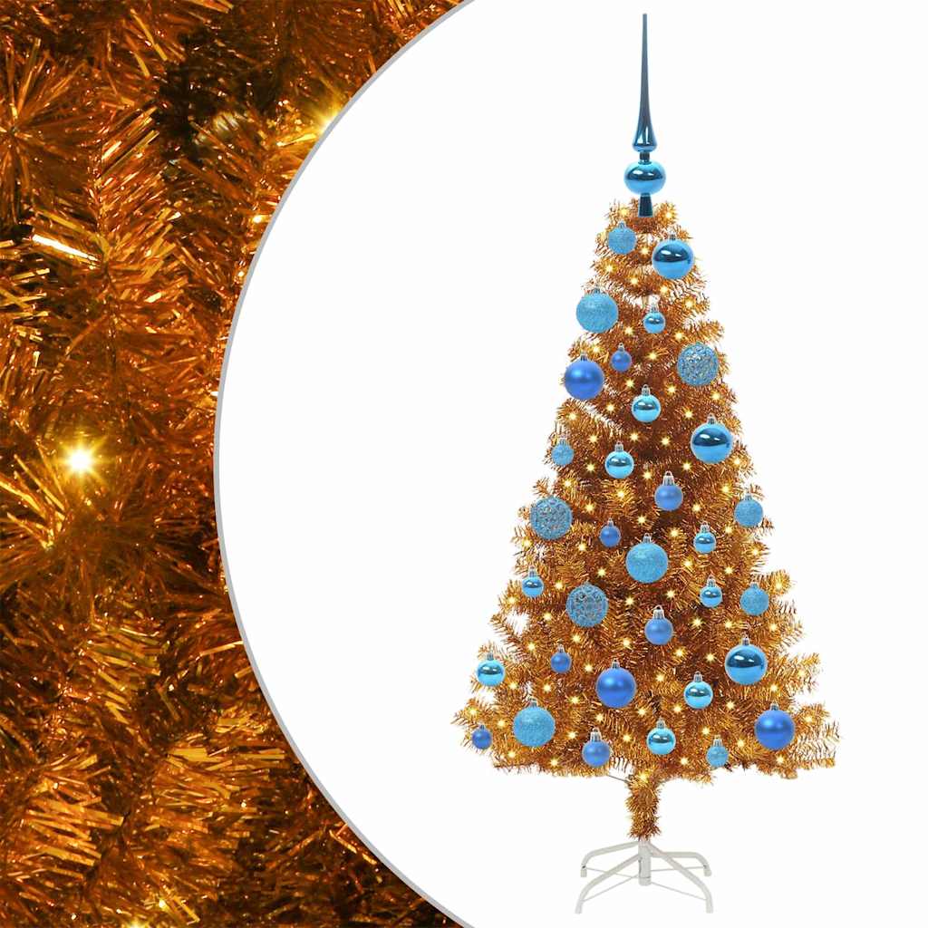 Albero di Natale con 150 LED con supporto Oro 120 cm PET