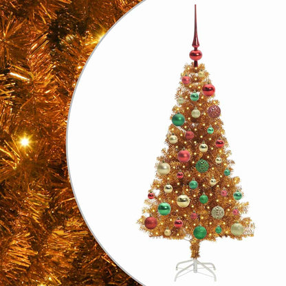 Albero di Natale con 150 LED con supporto Oro 120 cm PET