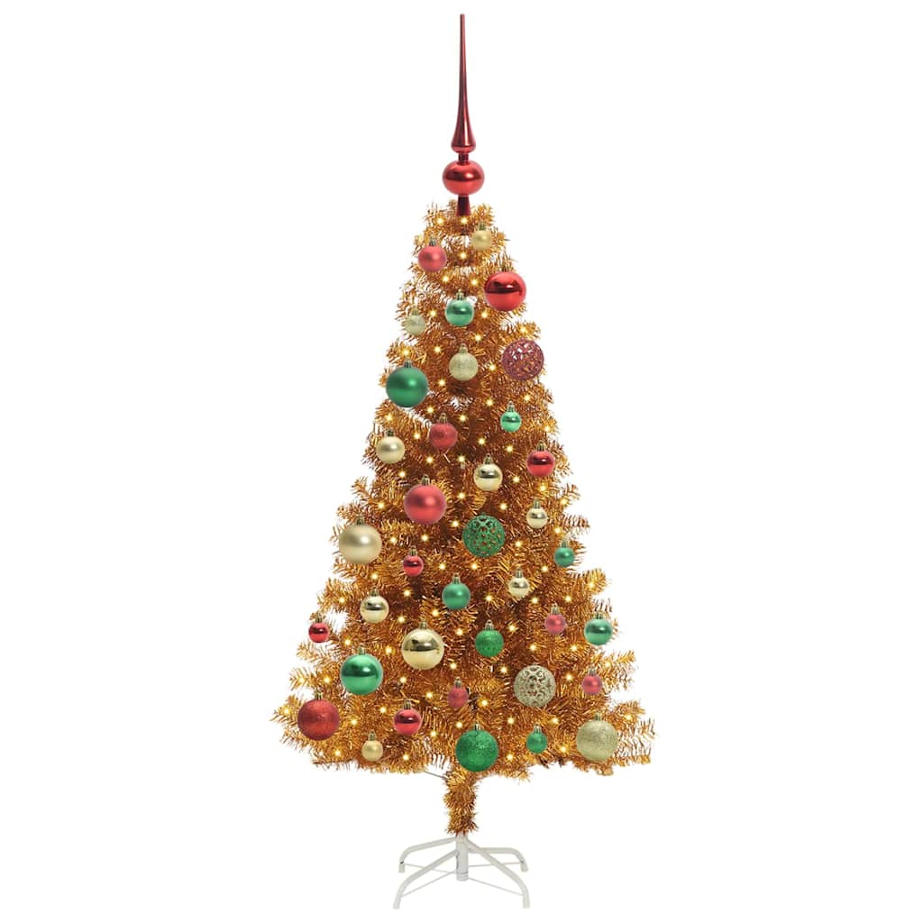 Albero di Natale con 150 LED con supporto Oro 120 cm PET