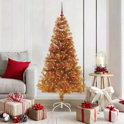 Albero di Natale con 150 LED con supporto Oro 150 cm PET