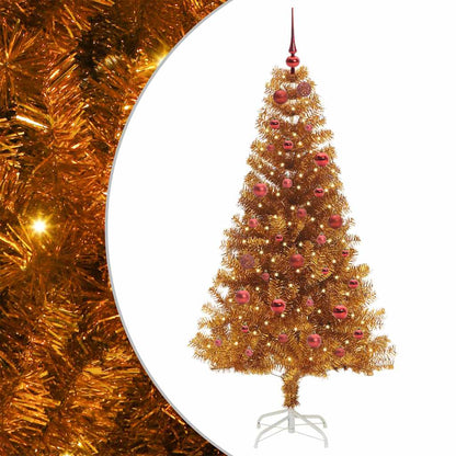 Albero di Natale con 150 LED con supporto Oro 150 cm PET