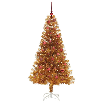 Albero di Natale con 150 LED con supporto Oro 150 cm PET