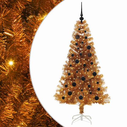 Albero di Natale con 150 LED con supporto Oro 150 cm PET