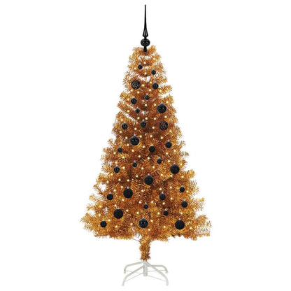 Albero di Natale con 150 LED con supporto Oro 150 cm PET