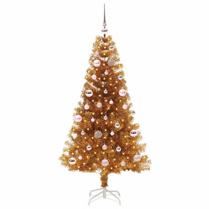 Albero di Natale con 150 LED con supporto Oro 150 cm PET