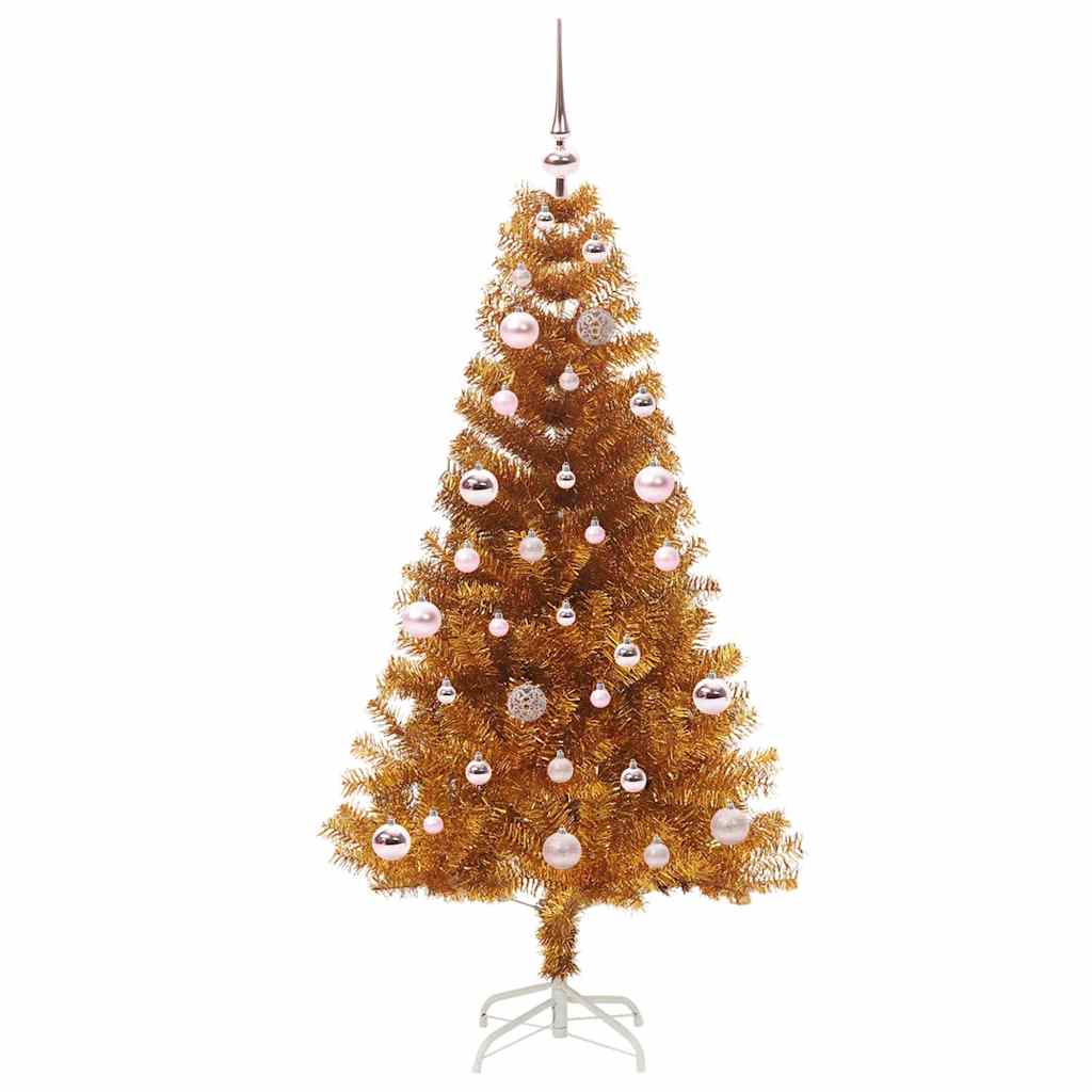 Albero di Natale con 150 LED con supporto Oro 150 cm PET
