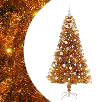 Albero di Natale con 150 LED con supporto Oro 150 cm PET