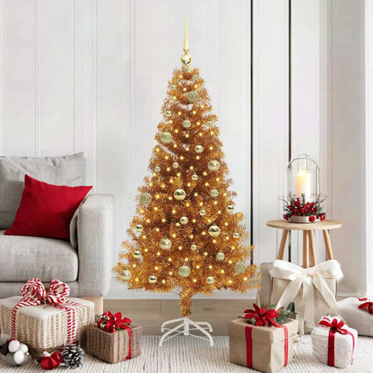 Albero di Natale con 150 LED con supporto Oro 150 cm PET