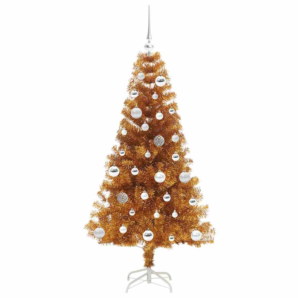 Albero di Natale con 150 LED con supporto Oro 150 cm PET