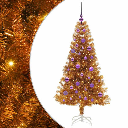 Albero di Natale con 150 LED con supporto Oro 150 cm PET