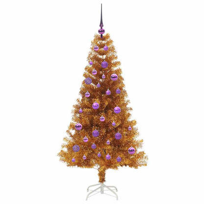 Albero di Natale con 150 LED con supporto Oro 150 cm PET