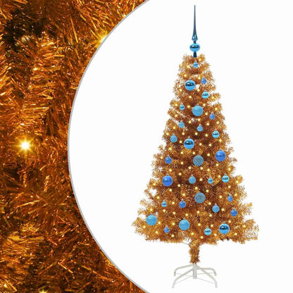 Albero di Natale con 150 LED con supporto Oro 150 cm PET