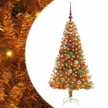Albero di Natale con 150 LED con supporto Oro 150 cm PET