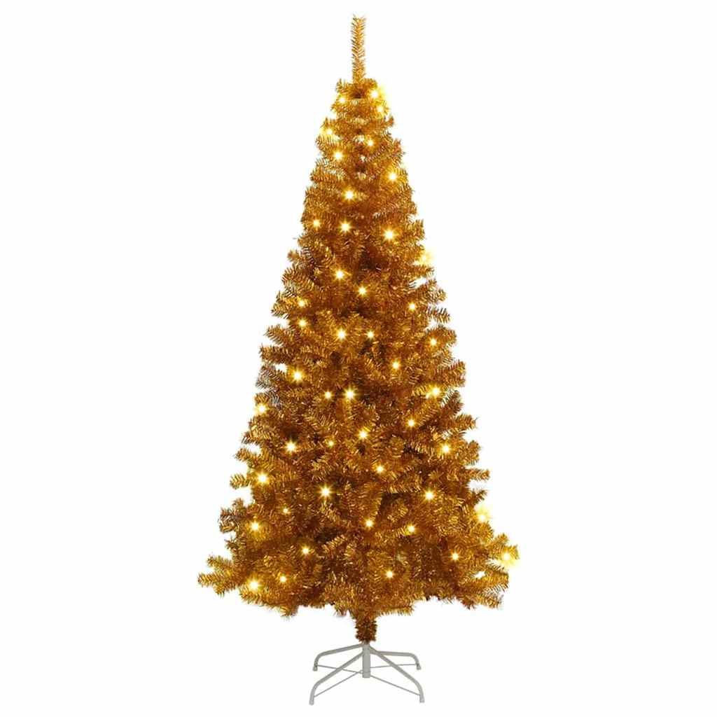 Albero di Natale con 300 LED con supporto Oro 180 cm PET