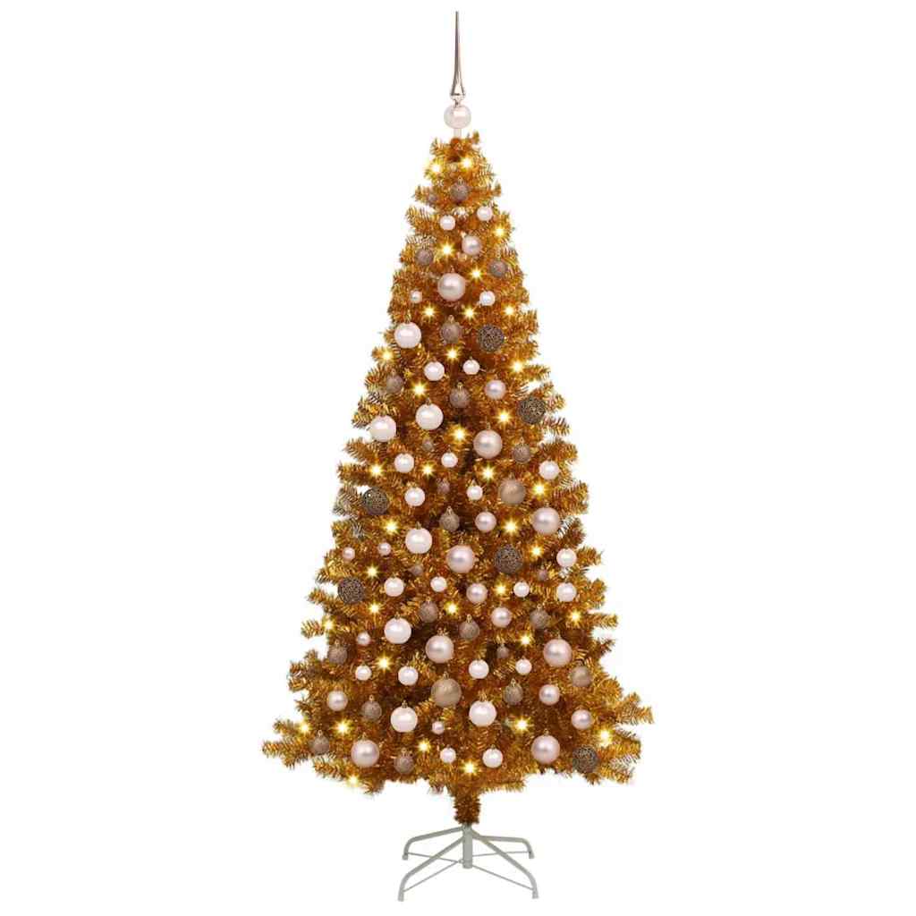 Albero di Natale con 300 LED con supporto Oro 180 cm PET