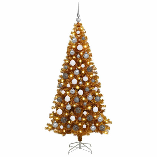 Albero di Natale con 300 LED con supporto Oro 180 cm PET