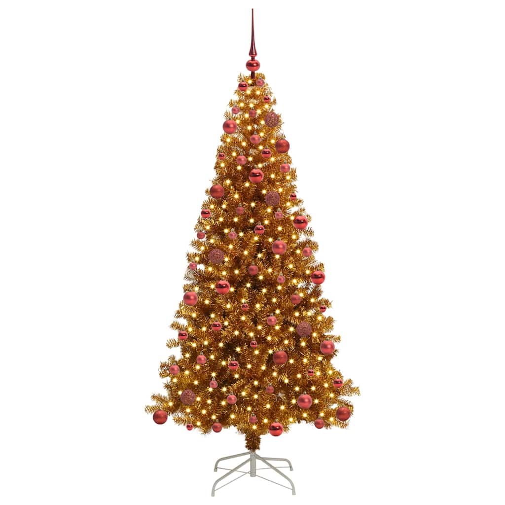 Albero di Natale con 300 LED con supporto Oro 180 cm PET