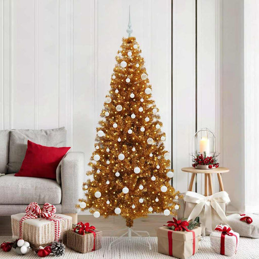 Albero di Natale con 300 LED con supporto Oro 180 cm PET