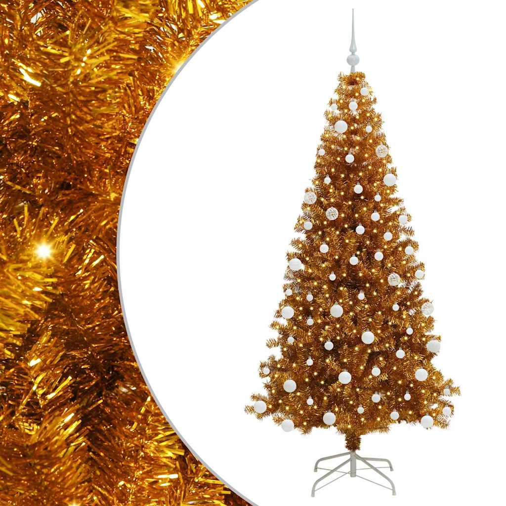 Albero di Natale con 300 LED con supporto Oro 180 cm PET