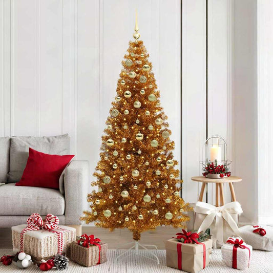 Albero di Natale con 300 LED con supporto Oro 180 cm PET