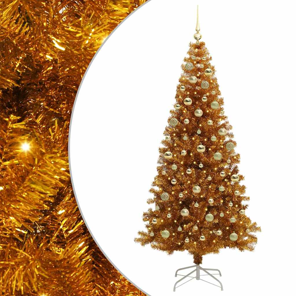 Albero di Natale con 300 LED con supporto Oro 180 cm PET