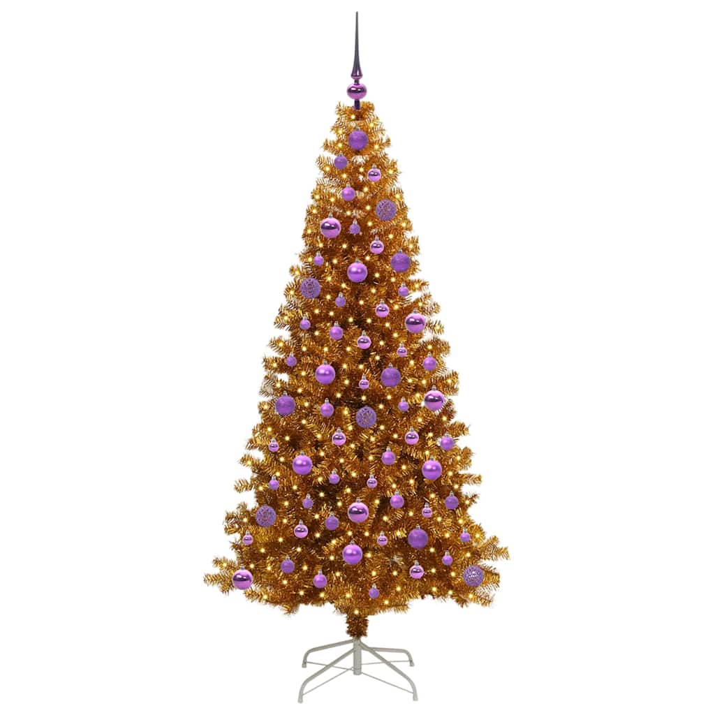 Albero di Natale con 300 LED con supporto Oro 180 cm PET