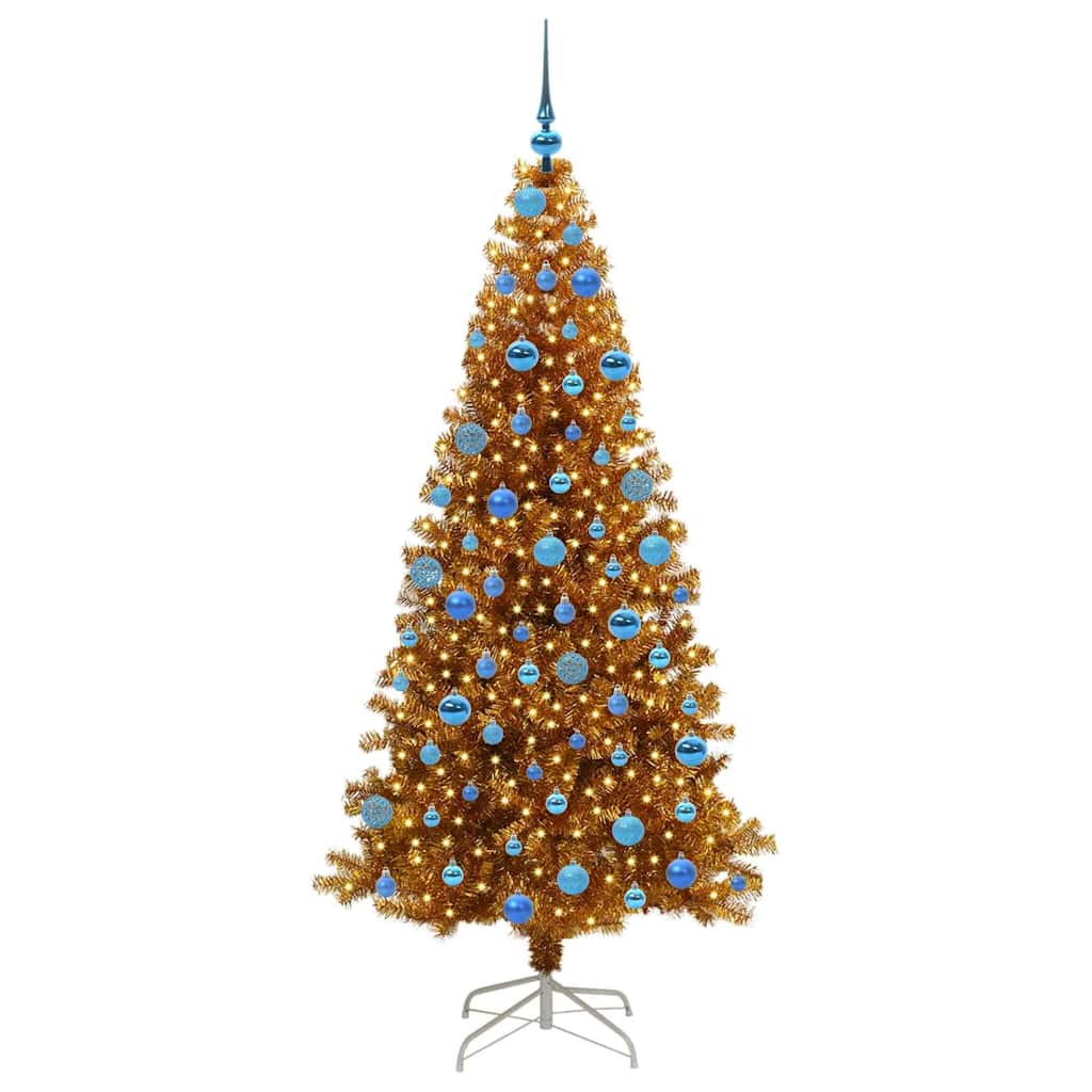 Albero di Natale con 300 LED con supporto Oro 180 cm PET