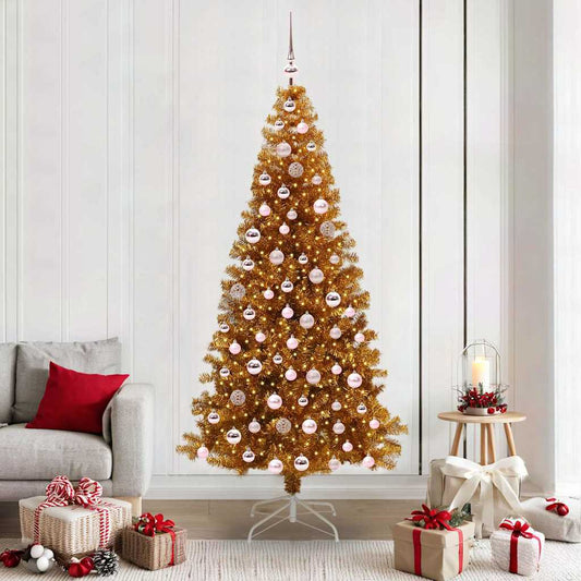 Albero di Natale con 300 LED con supporto Oro 210 cm PET