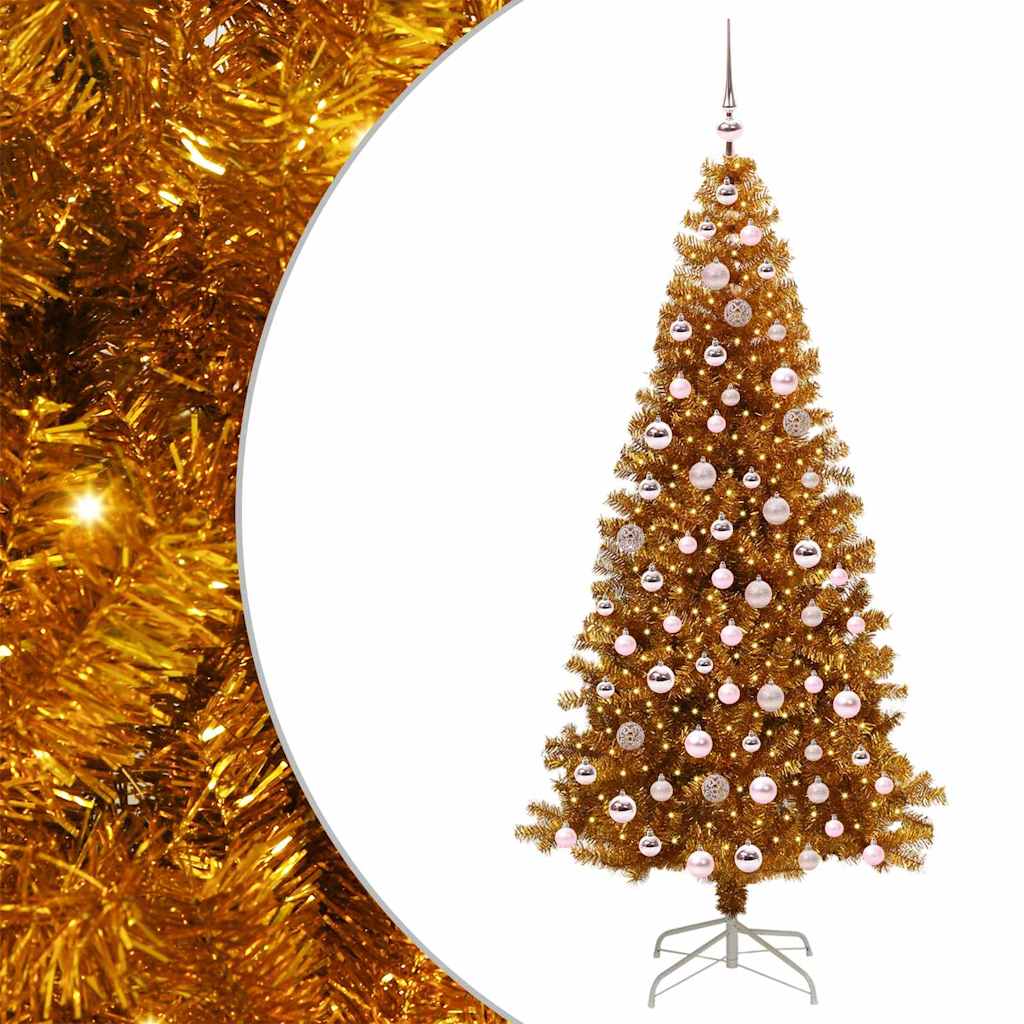 Albero di Natale con 300 LED con supporto Oro 210 cm PET