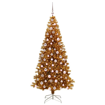 Albero di Natale con 300 LED con supporto Oro 210 cm PET