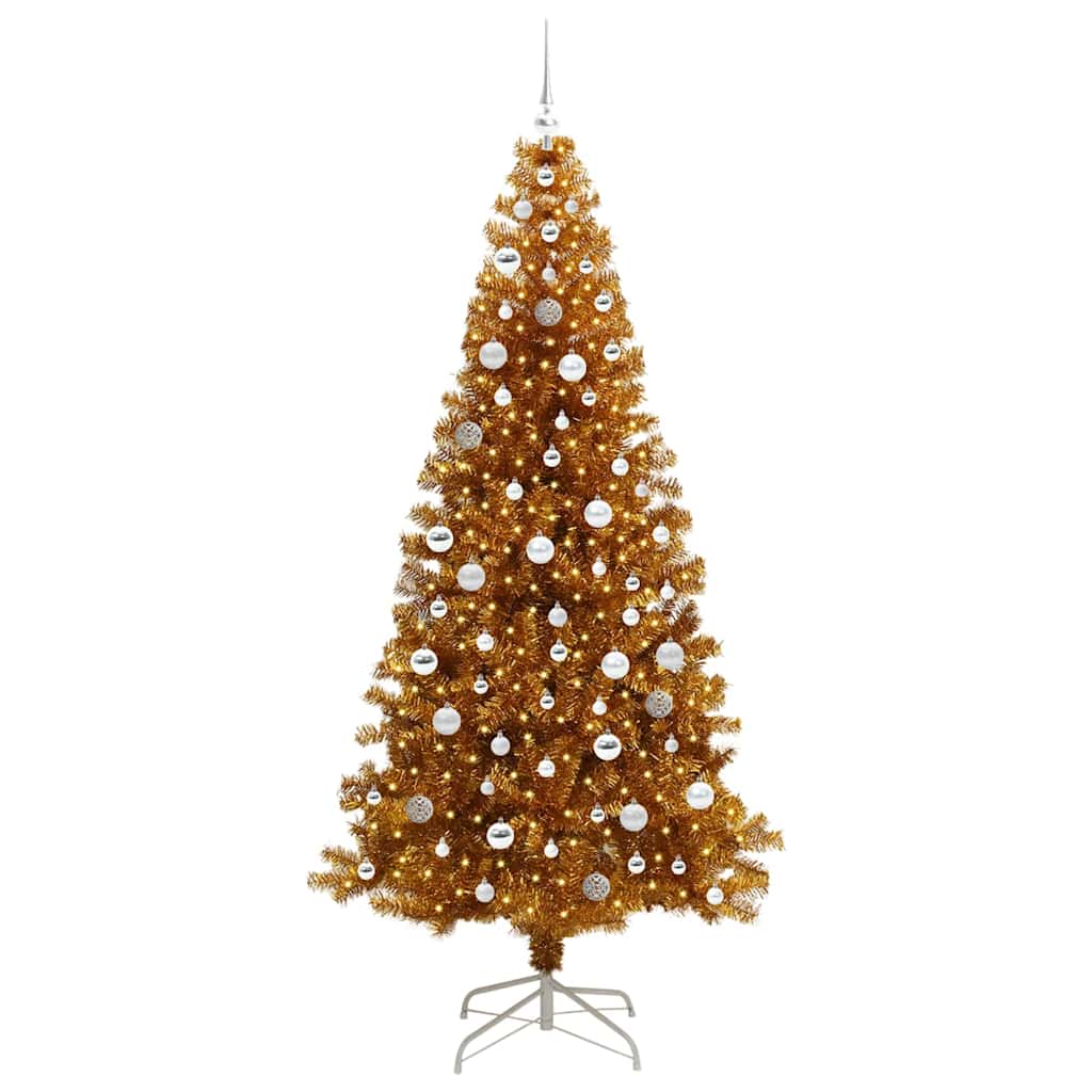 Albero di Natale con 300 LED con supporto Oro 210 cm PET