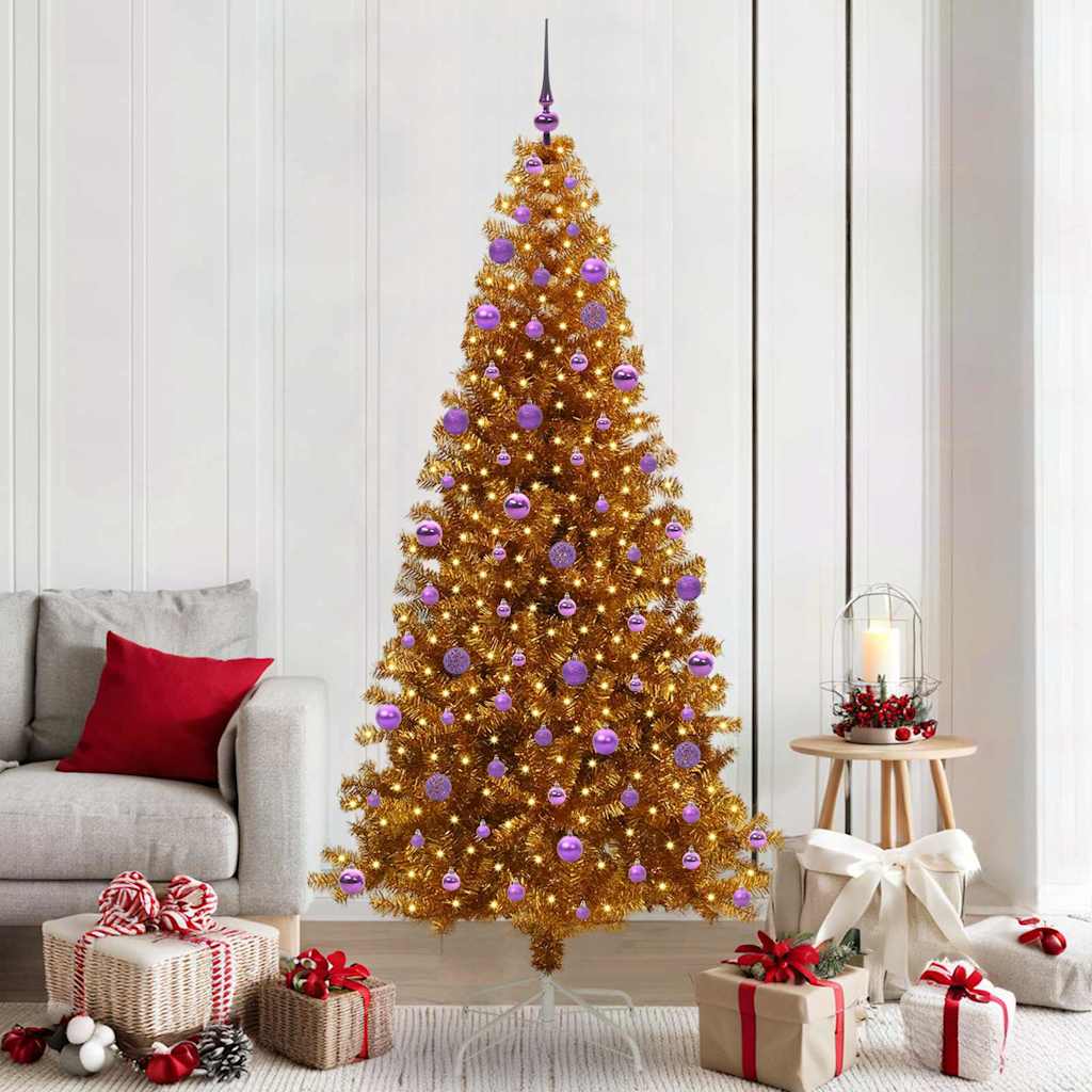 Albero di Natale con 300 LED con supporto Oro 210 cm PET