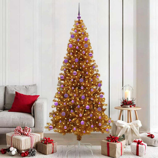 Albero di Natale con 300 LED con supporto Oro 210 cm PET