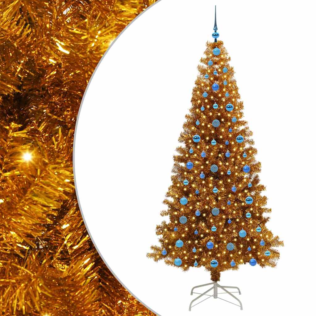 Albero di Natale con 300 LED con supporto Oro 210 cm PET