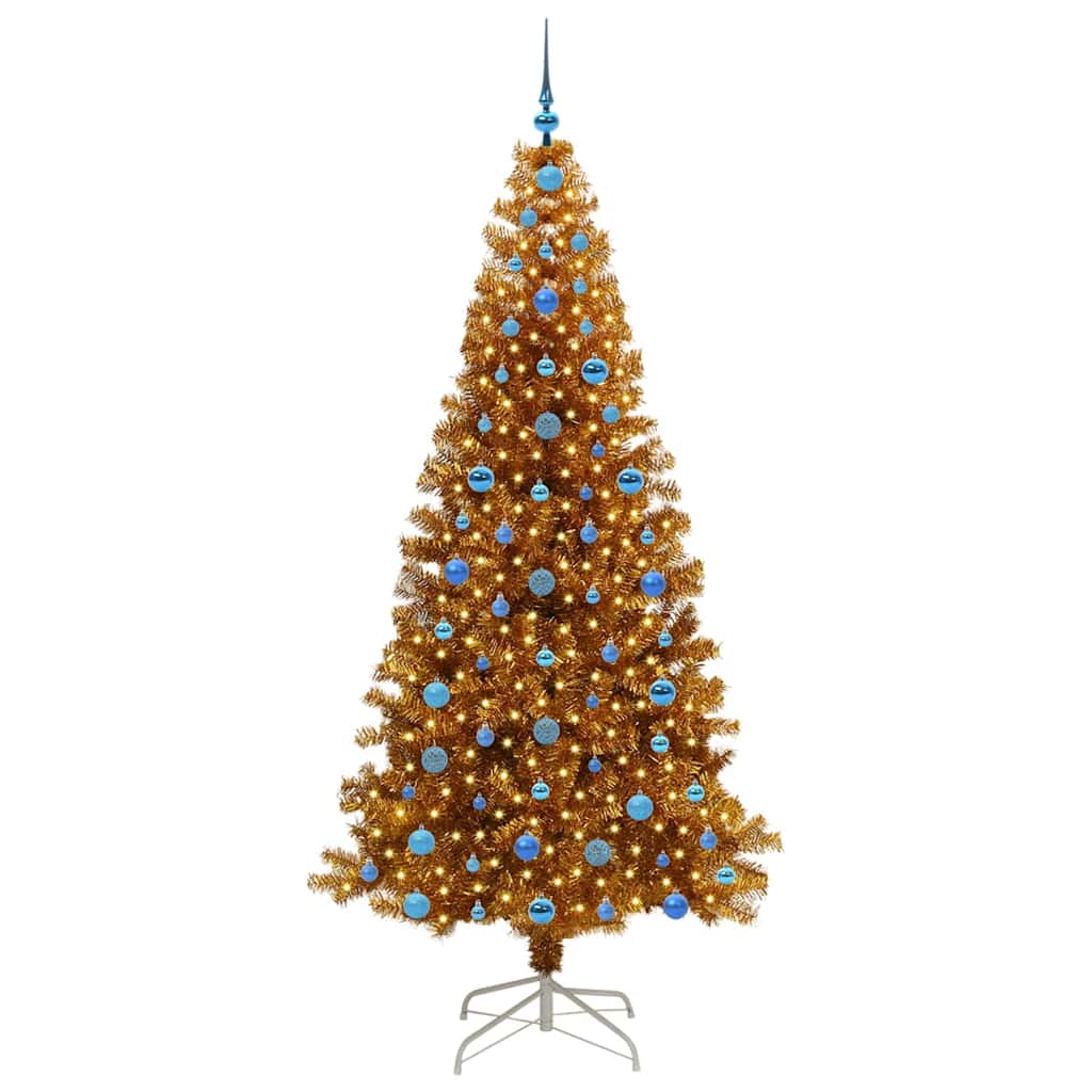 Albero di Natale con 300 LED con supporto Oro 210 cm PET