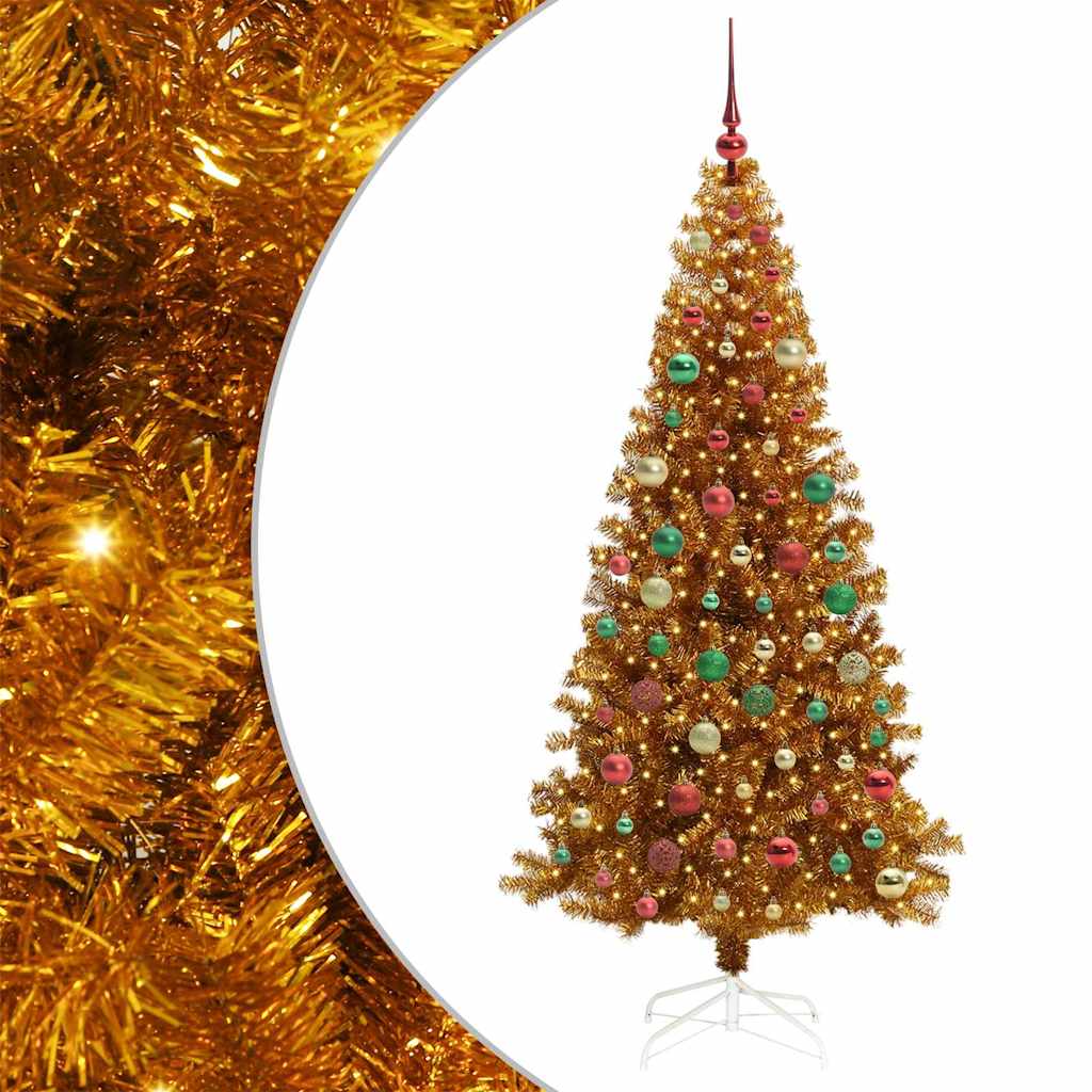 Albero di Natale con 300 LED con supporto Oro 210 cm PET