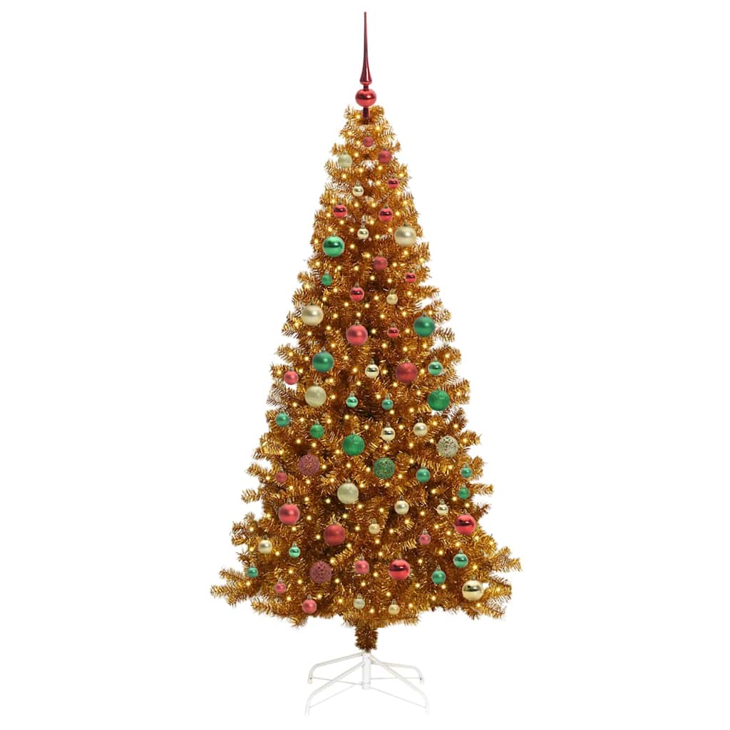 Albero di Natale con 300 LED con supporto Oro 210 cm PET