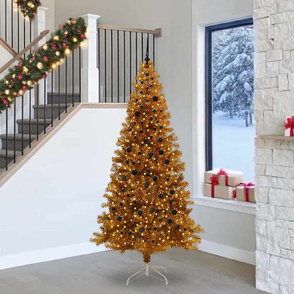 Albero di Natale con 300 LED con supporto Oro 240 cm PET