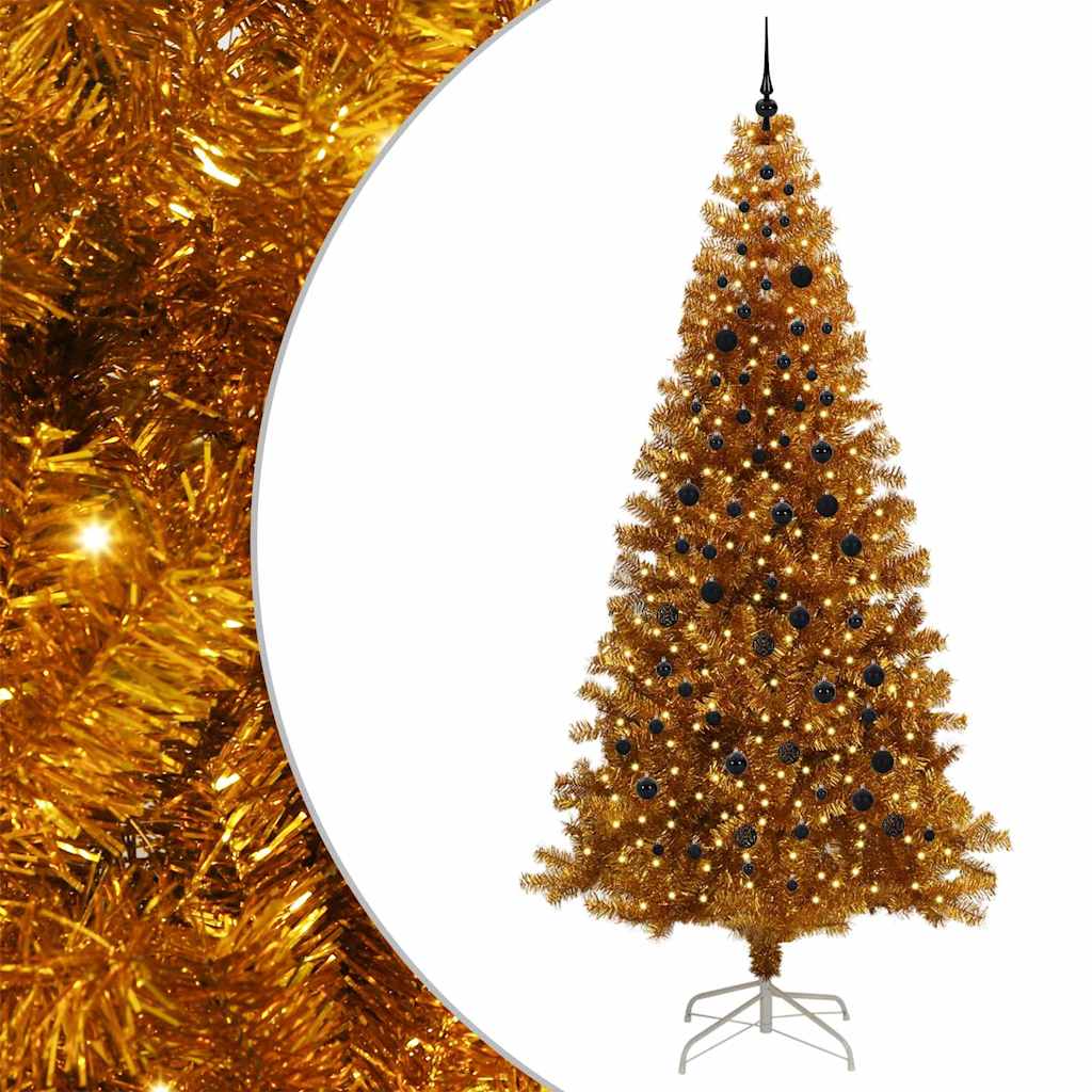 Albero di Natale con 300 LED con supporto Oro 240 cm PET