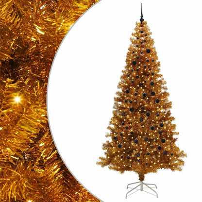 Albero di Natale con 300 LED con supporto Oro 240 cm PET