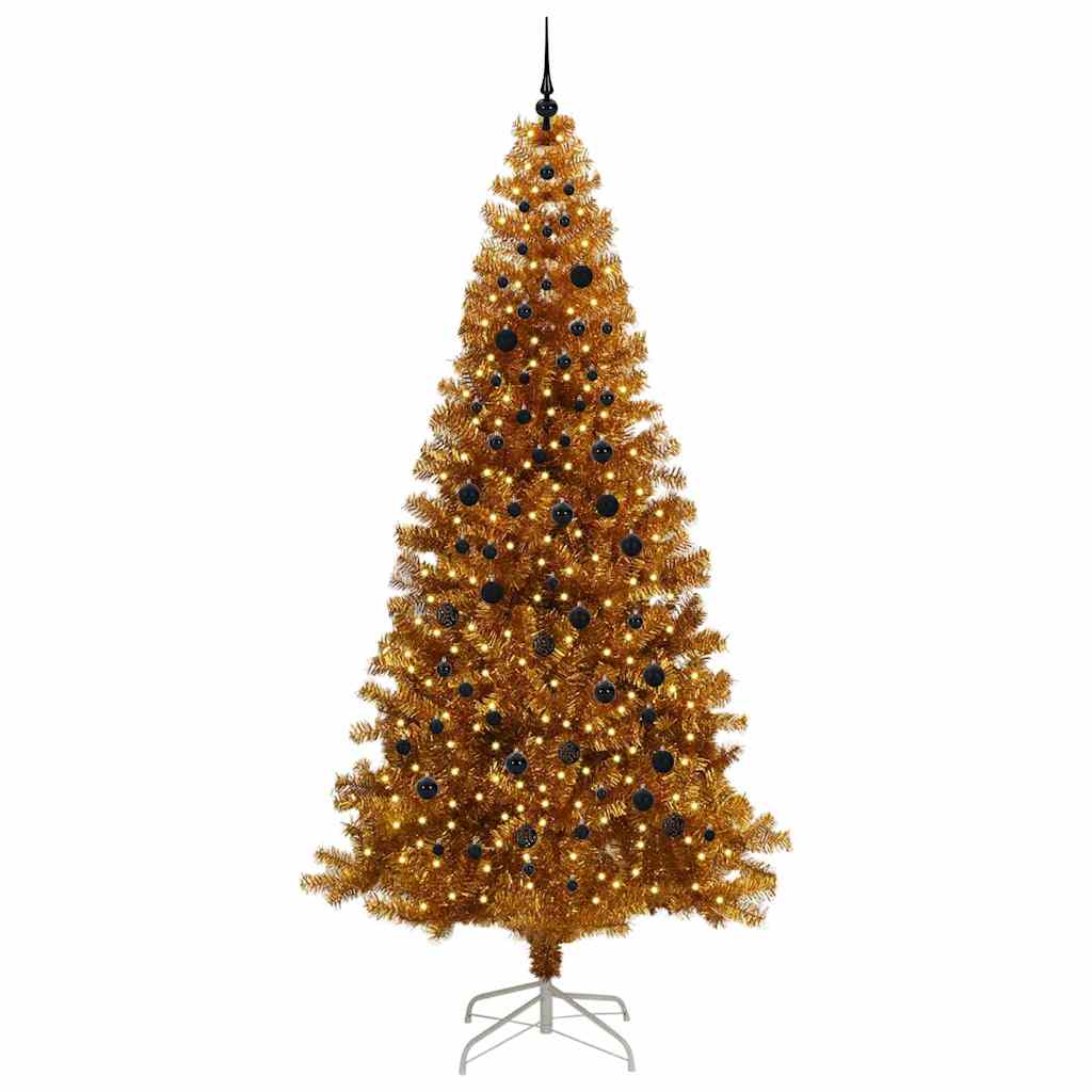 Albero di Natale con 300 LED con supporto Oro 240 cm PET