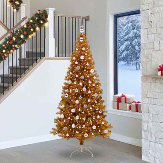 Albero di Natale con 300 LED con supporto Oro 240 cm PET