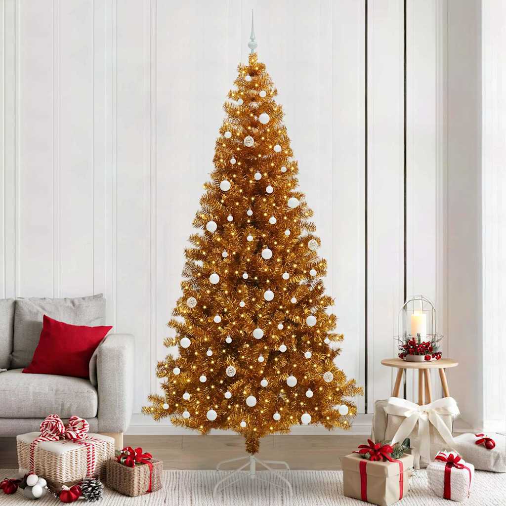 Albero di Natale con 300 LED con supporto Oro 240 cm PET