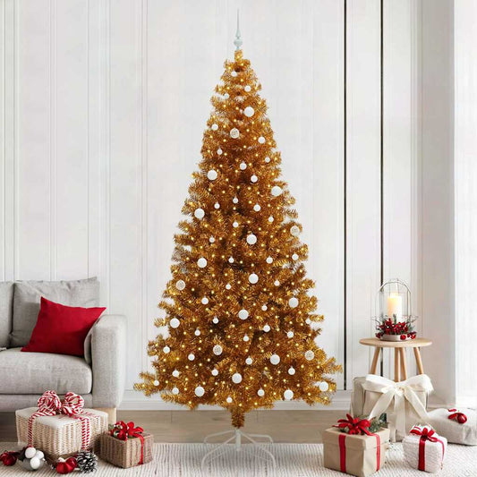 Albero di Natale con 300 LED con supporto Oro 240 cm PET