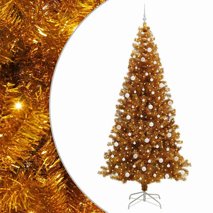 Albero di Natale con 300 LED con supporto Oro 240 cm PET