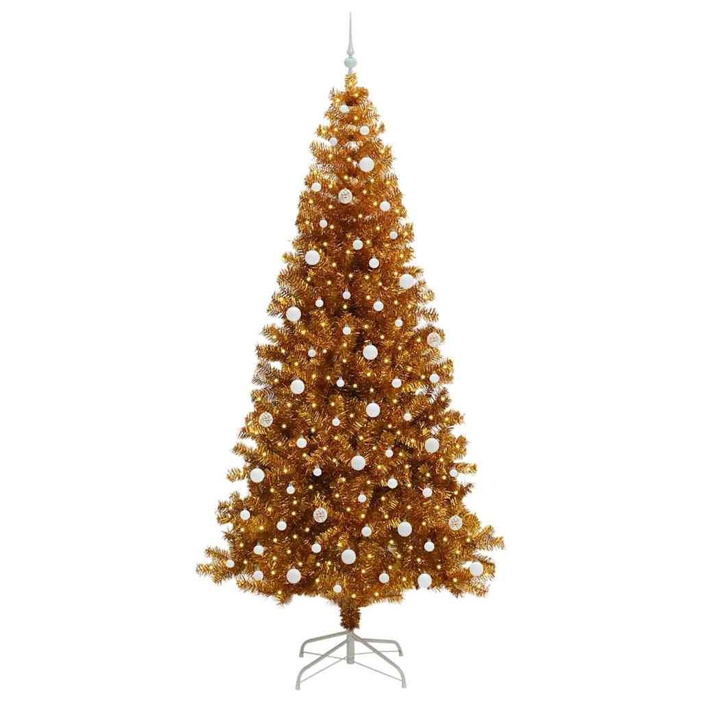Albero di Natale con 300 LED con supporto Oro 240 cm PET