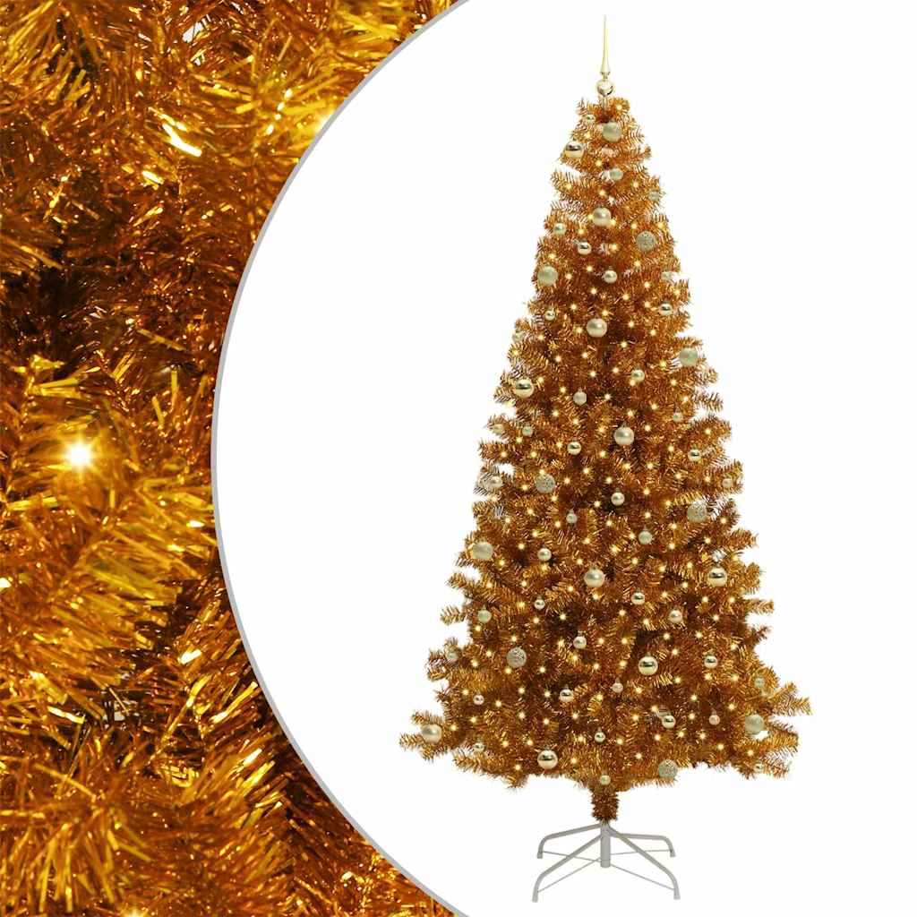 Albero di Natale con 300 LED con supporto Oro 240 cm PET